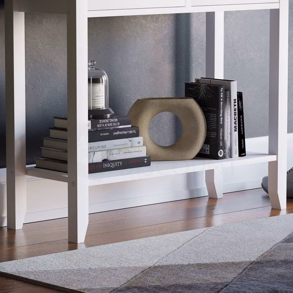 HD Designs Windsor Wooden Console Table with Drawers in White – 6