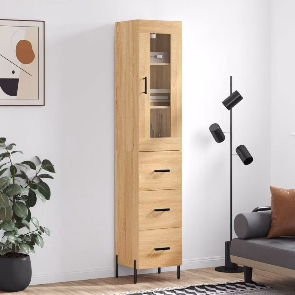 Berkfield Home Sonoma Oak Highboard in Brown, W/D/H: 34.5 x 34 x 180 cm – 2