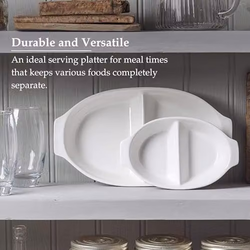 WM Bartleet & Sons 1750 White Porcelain Divided Serving Dish Set of 2 – 4