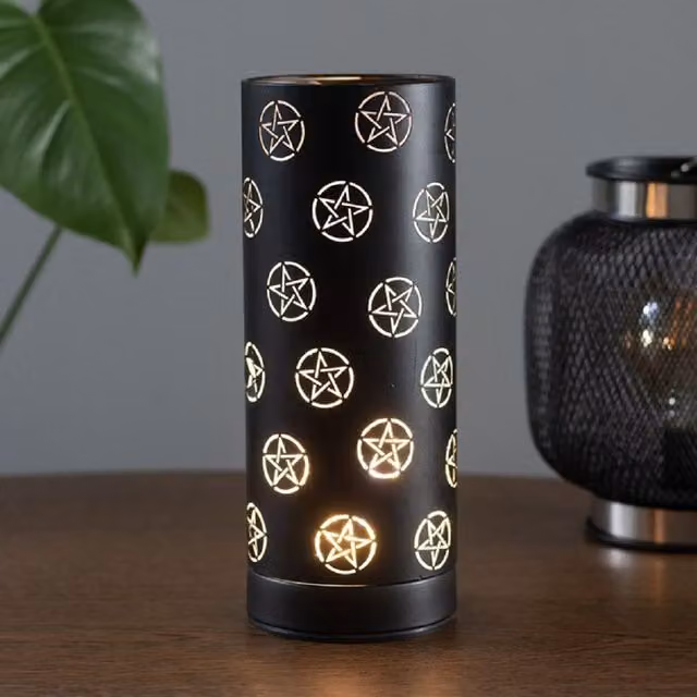 KDMK Pentagram Aroma Touch Lamp in Black Metal with USB Connectivity
