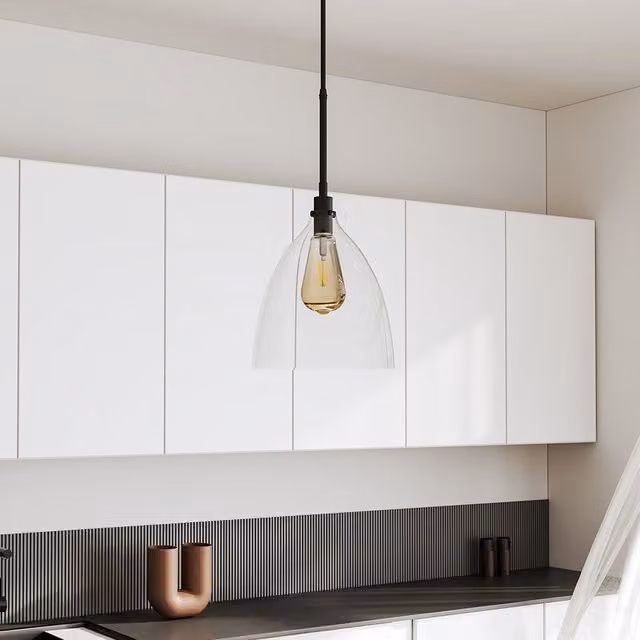Livingandhome Modern Black and Transparent Glass Pendant Light Chandelier