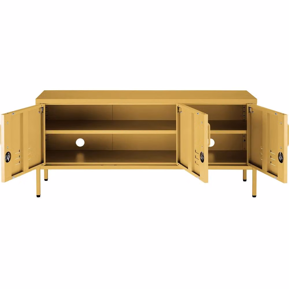tectake Baker Sideboard in Yellow with Lockable Doors and Cable Management – 2
