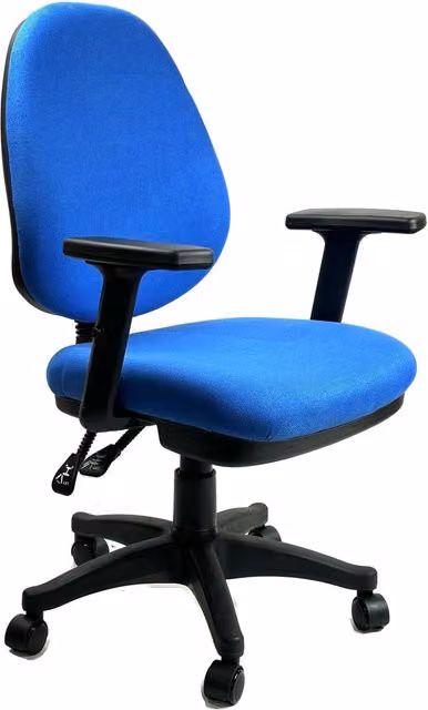 Lab Space Modern Task Chair with Armrests and Castors in Blue and Black Fabric