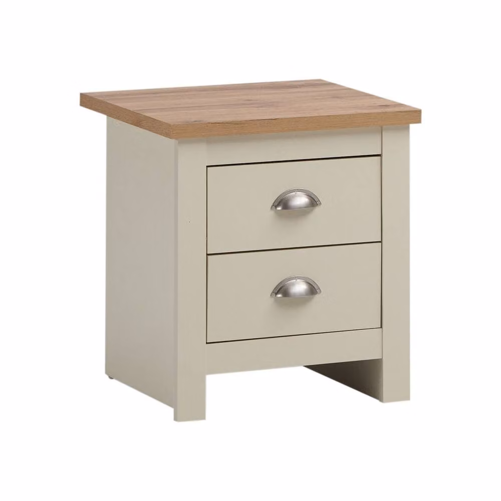 Timber Art Design Lisbon 2 Drawer Bedside Cabinet in Beige, W/D/H: 45 x 45 x 51 cm – 2