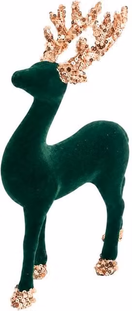Shatchi Classic Christmas Reindeer Figurine in Green, Height: 23 cm – 1