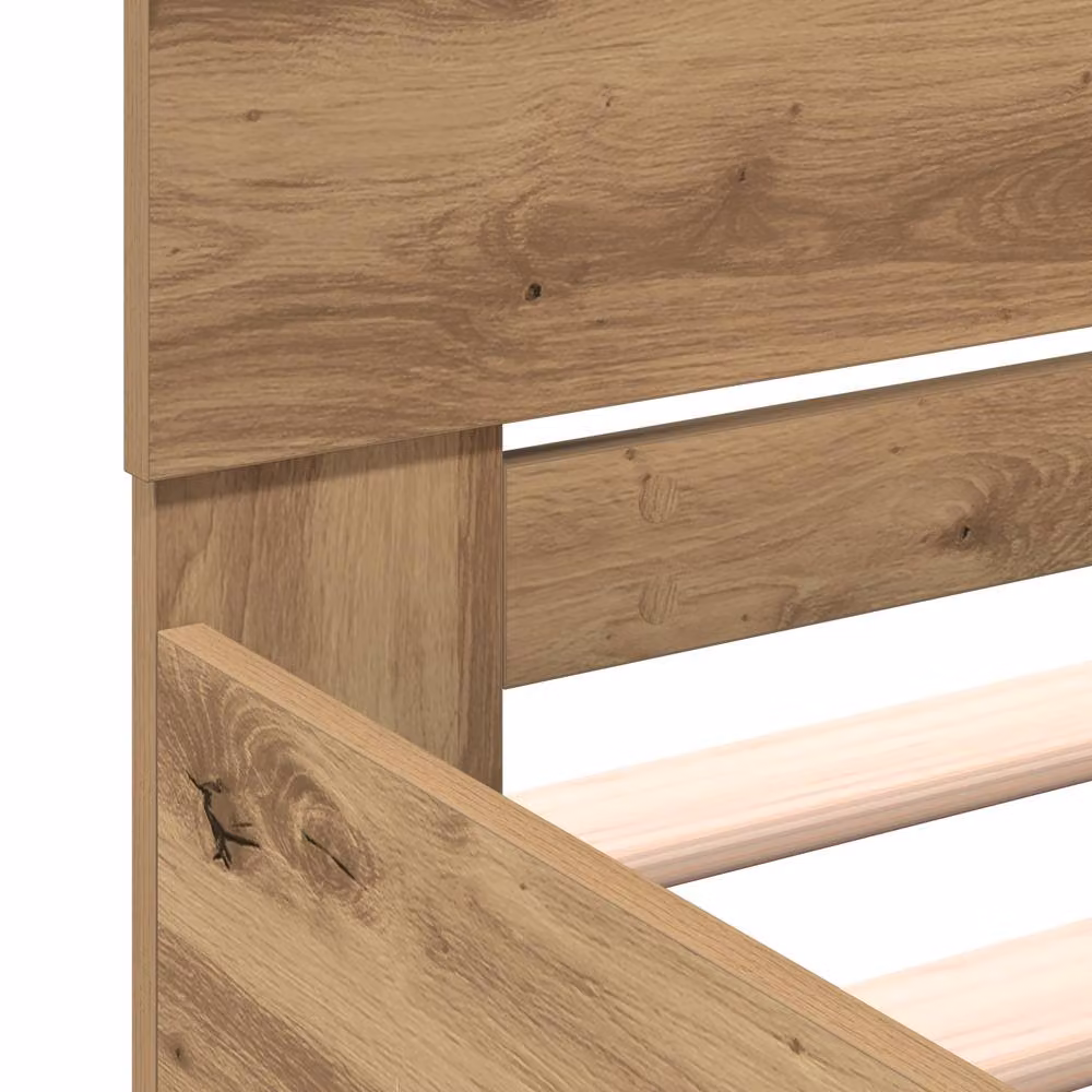 Berkfield Home Bed Frame with Headboard in Artisan Oak, Brown, W/D/H: 180 x 200 cm – 4