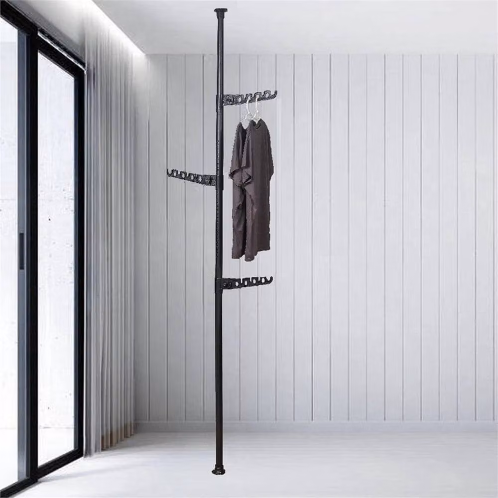 Nordara Black Telescopic Ceiling Corner Laundry Pole Clothes Drying Rack – 5