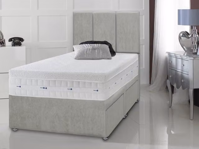 Kaymed Response Gel Pocket 1600 Lunar Divan Bed, Grey, W/D/H: 90 x 190 x 30 cm