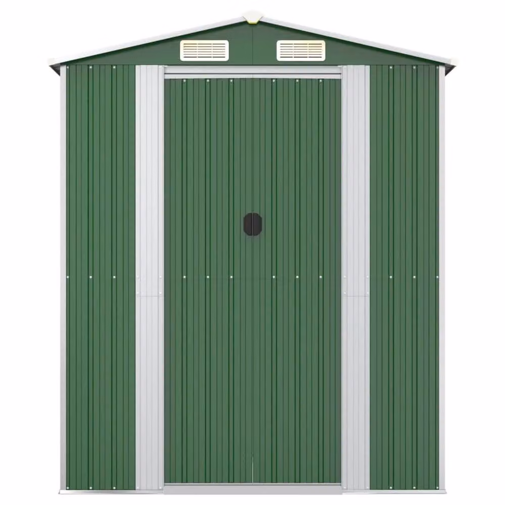 Berkfield Home Green Galvanised Steel Garden Shed with Sliding Gable Doors W/D/H: 192 x 689 x 223 cm – 4