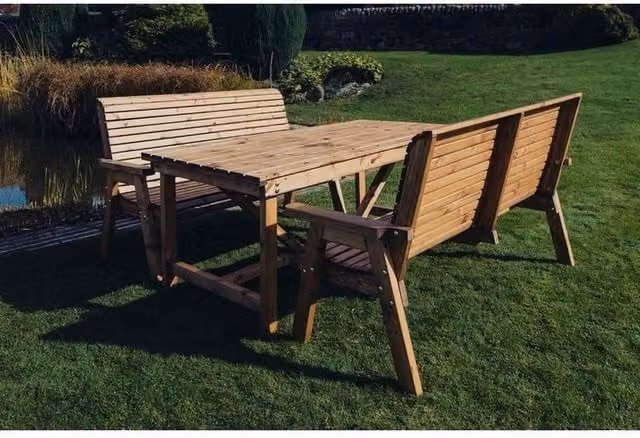 Churnet Valley Garden Furniture Ltd Valley 2X3B Brown Wood Table Set with Cushions
