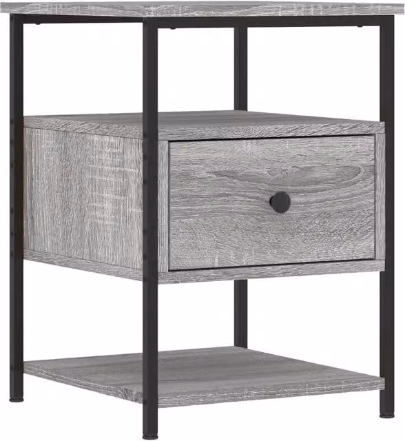 Berkfield Home Set of 2 Durable Bedside Cabinets in Grey Sonoma, W/D/H: 40 x 42 x 56 cm