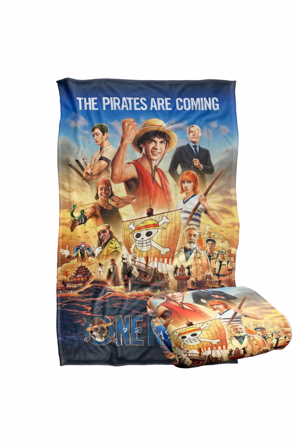 Netflix One Piece Straw Hat Crew Officially Licensed Super Soft Fluffy Polyester Throw Blanket, Multicolour, W: 152 cm, D: 127 cm – 2