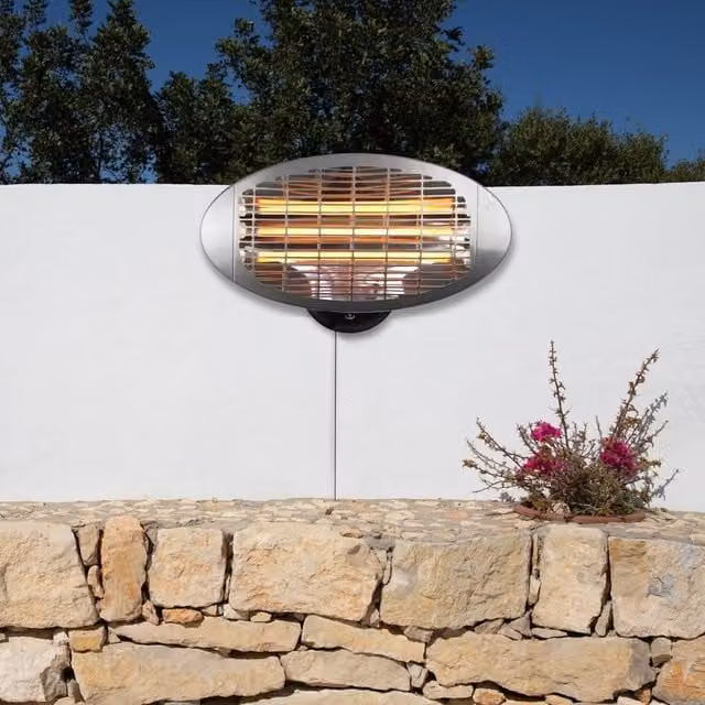 Primrose 2kW Wall Mounted Infrared Electric Patio Heater with 3 Settings, Silver