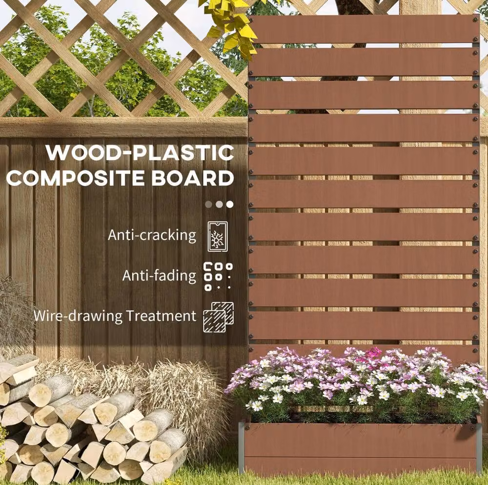 STILVORA Raised Planter with Trellis, Brown, Height: 90.5 cm – 3
