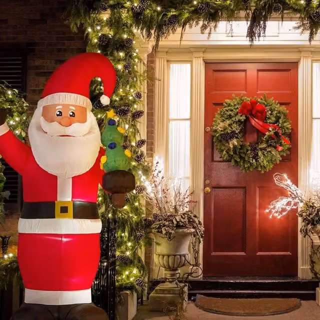 Wyld and Coco Red Fabric Outdoor LED Inflatable Santa Christmas Figure, H: 225 cm, W: 120 cm – 1