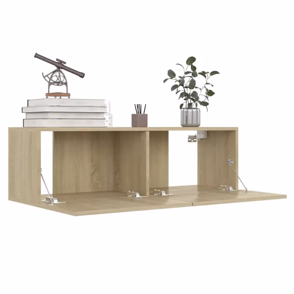 Berkfield Home Set of 4 Modern TV Cabinets in Sonoma Oak, W/D/H: 100 x 30 x 30 cm – 4