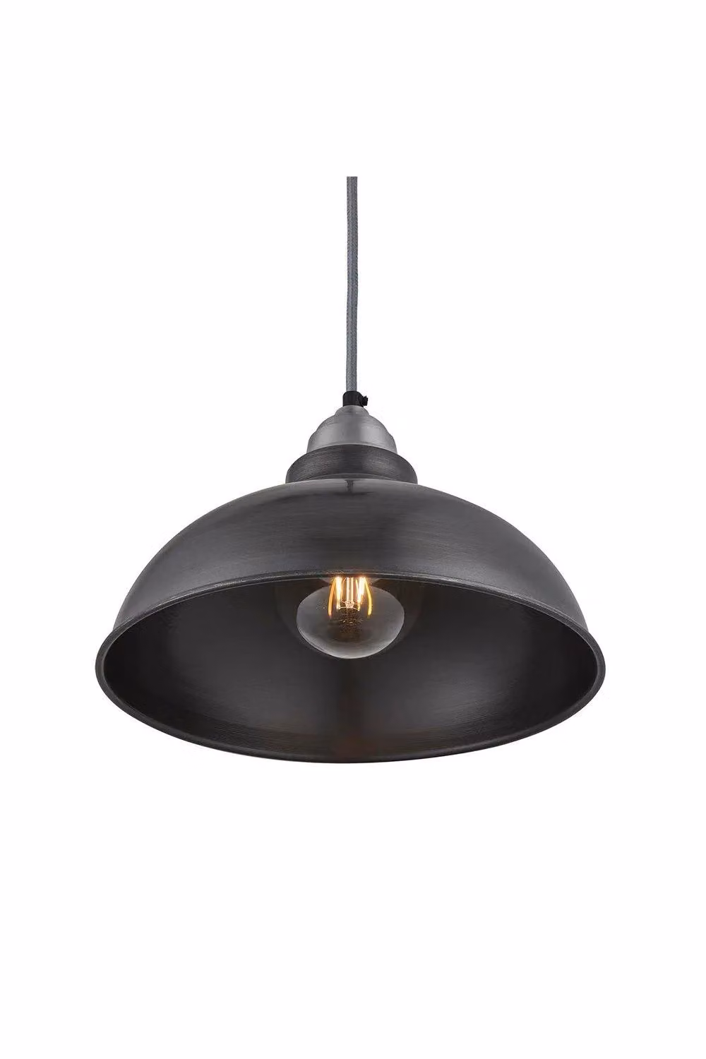 Industville Old Factory Industrial Pendant Light in Pewter and Grey Metal, Diameter: 30.48 cm – 2