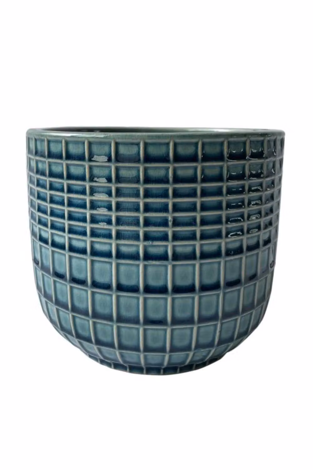 KDMD Hortus Braga Ceramic Planter in Blue and Green, H 17 cm x Dia 19.5 cm – 2