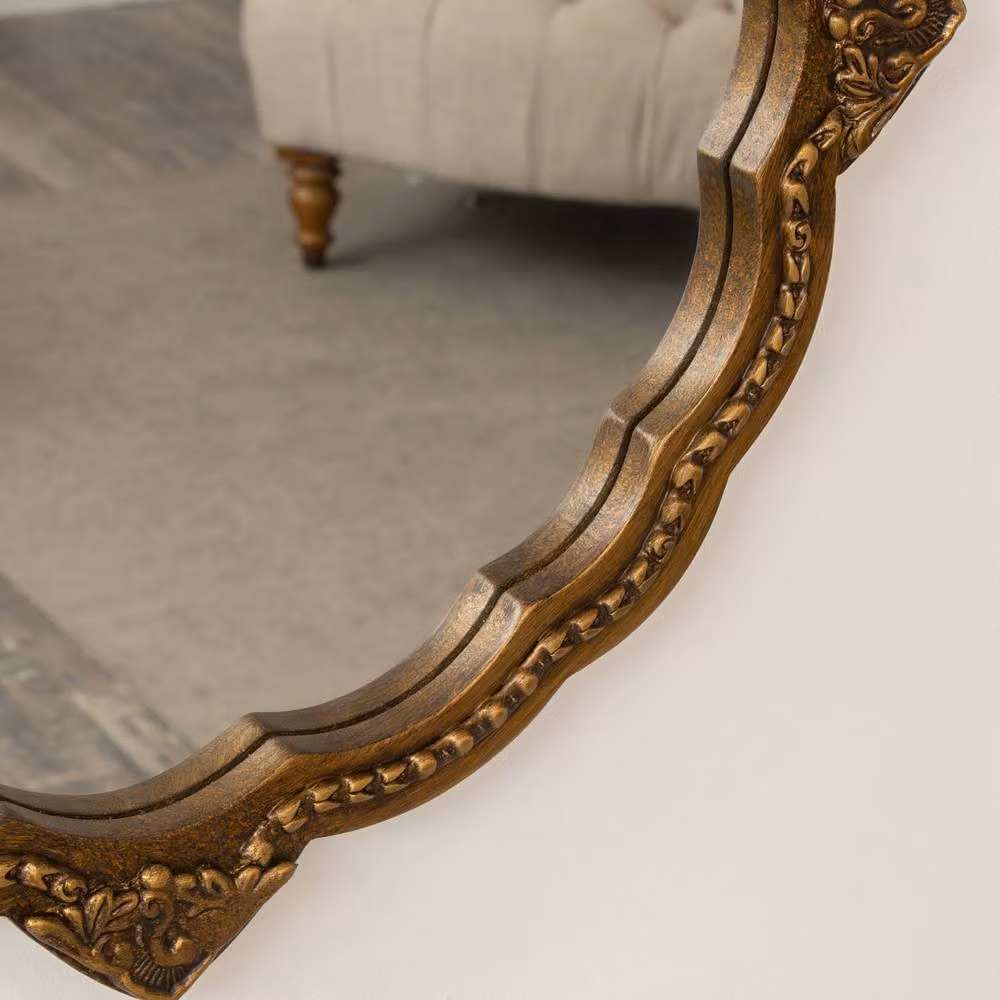 Melody Maison Ornate Antique Gold Round Wall Mirror, W/D/H: 50 x 50 x 1 cm – 2