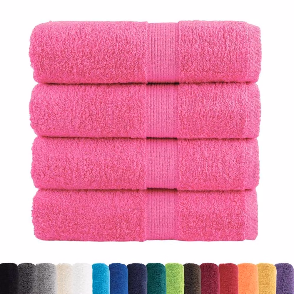 Berkfield Home SOLUND Premium Cotton Terry Guest Towels, Pink, 4 Pack, W: 30 cm, H: 50 cm, 600 gsm – 2