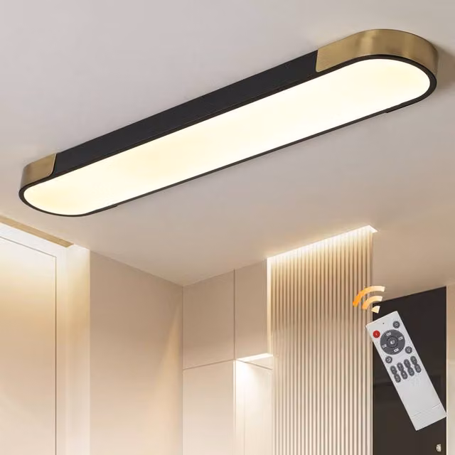 Garwarm Cherron Masek 1 Black Oval LED Flush Mount Ceiling Light with Remote Control and Dimmable Multicolour Settings