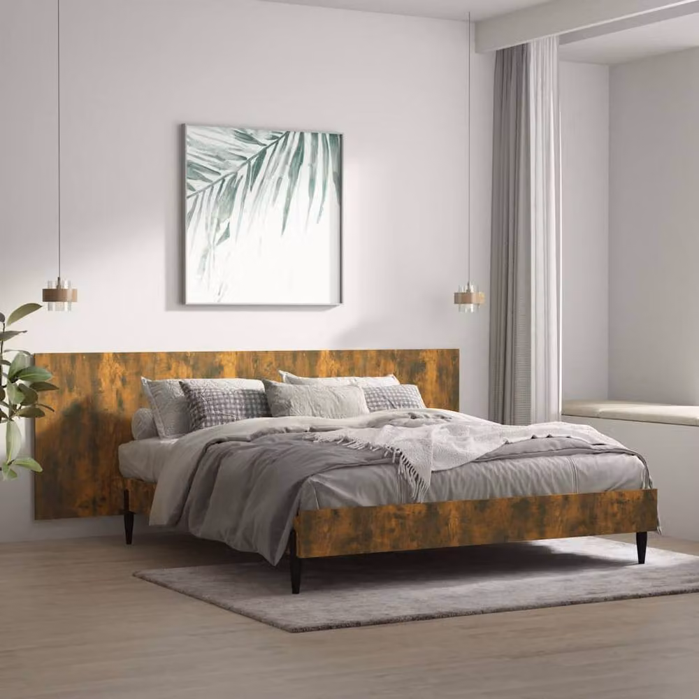 Berkfield Home Wall Mount Headboard in Smoked Oak Brown, W: 240 cm, H: 80 cm, D: 1.5 cm – 2