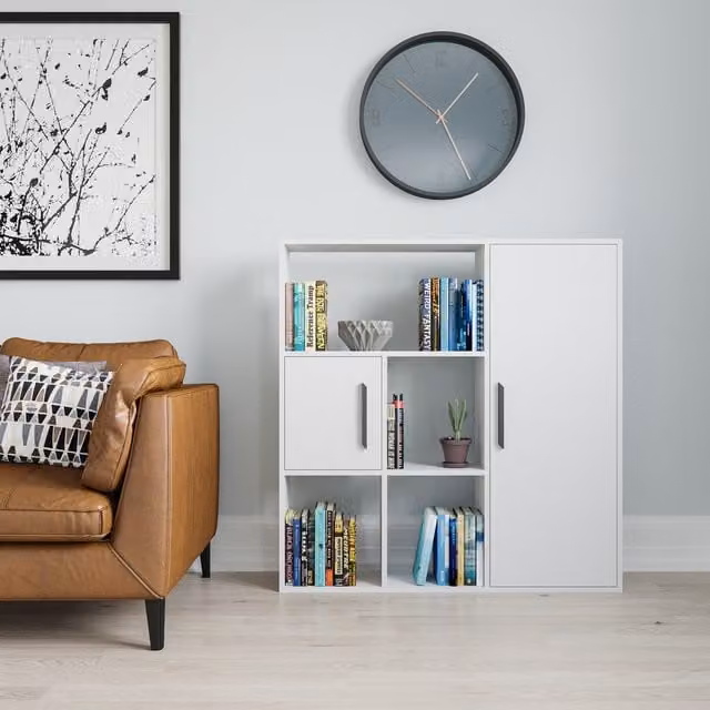 Decorotika Ridge Bookcase with Cabinets in White