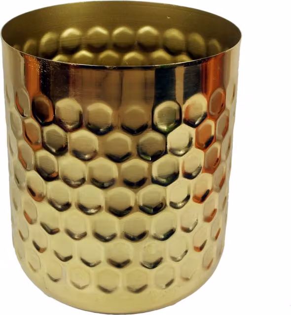 Leaf Design Honeycomb Metal Tabletop Planter in Gold and Yellow, W/D/H: 15.5 x 18.0 x 15.5 cm – 2