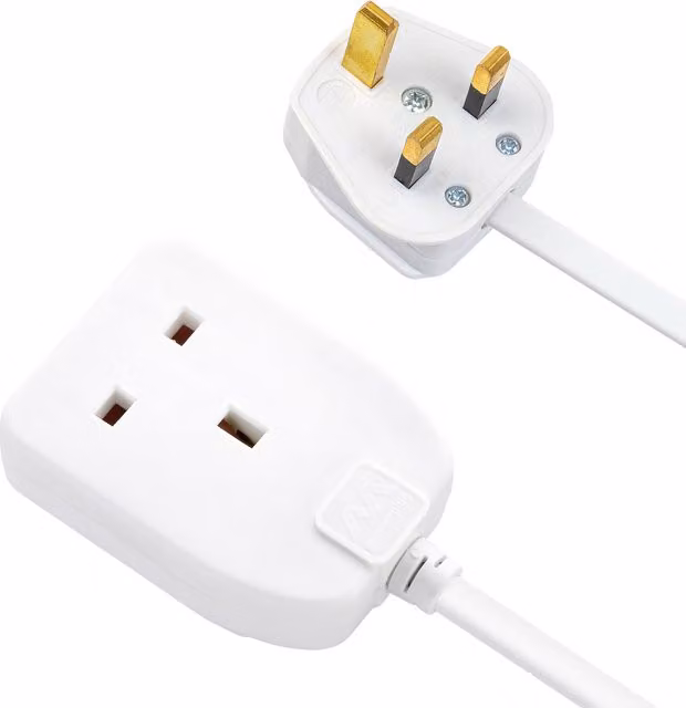 Masterplug Single Socket Extension Lead with 10m Cable, White