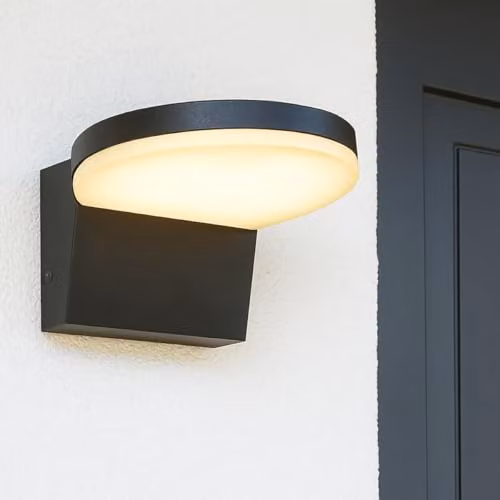 CGC Lighting Black Round LED Outdoor Wall Light with 4000k Natural White Up and Down Lighting IP65 – 2