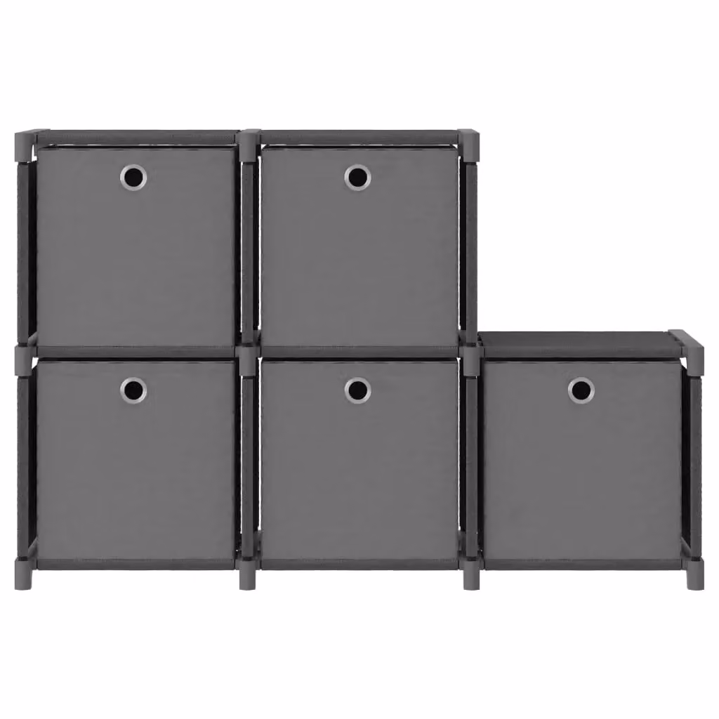 Berkfield Home 5-Cube Display Shelf with Boxes in Grey, W/D/H: 103 x 30 x 72.5 cm – 2