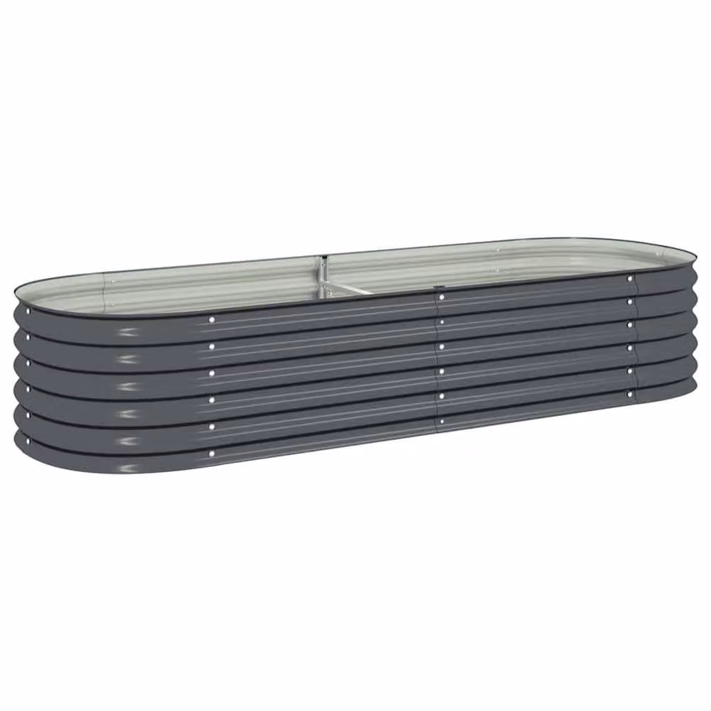 Berkfield Home Garden Galvanised Steel Raised Bed in Grey, W: 80 cm, D: 240 cm, H: 44 cm – 2