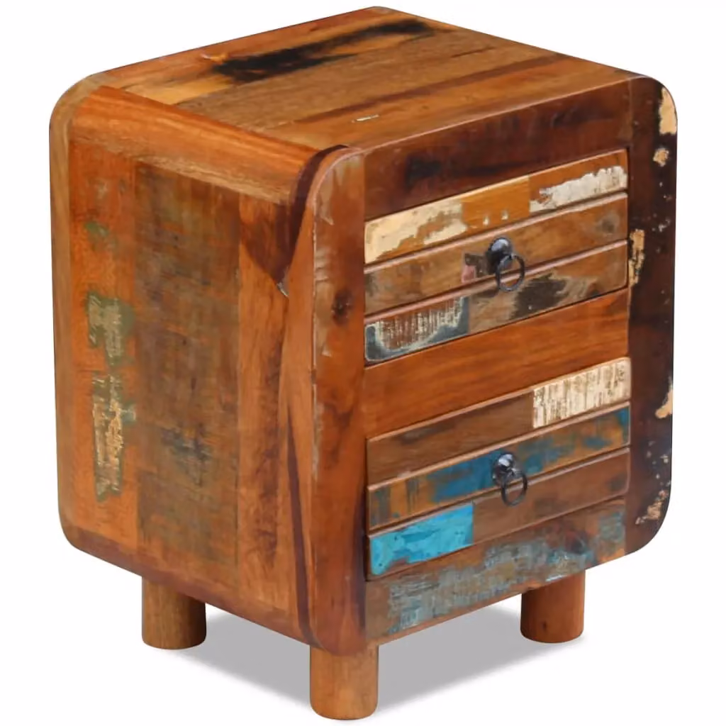 Berkfield Home Night Cabinet in Brown Solid Reclaimed Mango and Acacia Wood, W/D/H: 43 x 33 x 51 cm – 2