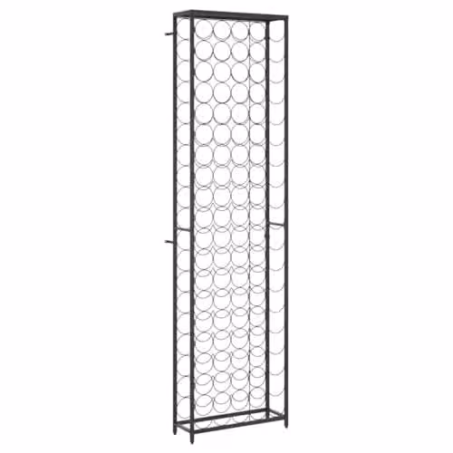 vidaXL Wrought Iron Wine Rack for 95 Bottles, Black, H 200 x W 54 x D 18 cm