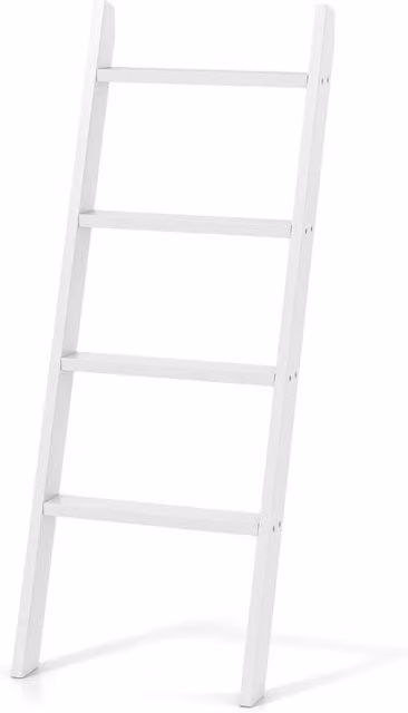 VOGREX 4-Tier White Wooden Blanket and Quilt Ladder, Height: 137 cm