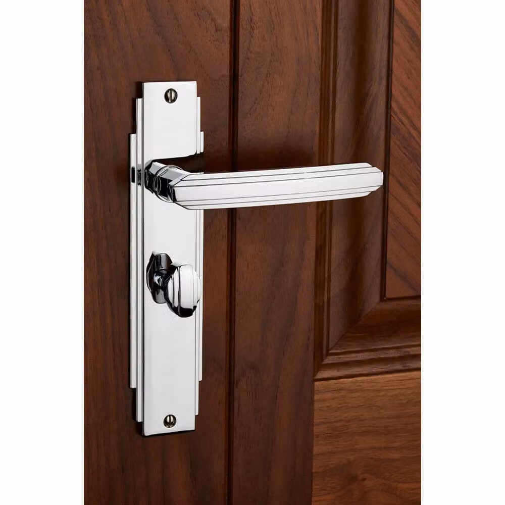 Loops 2x Pair Line Detailed Bathroom Backplate Handles in Polished Chrome, 205 x 45 mm – 3