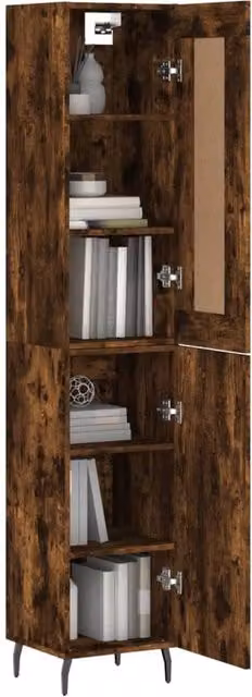 Berkfield Home Smoked Oak Highboard in Brown, W/D/H: 34.5 x 34.0 x 180.0 cm – 1