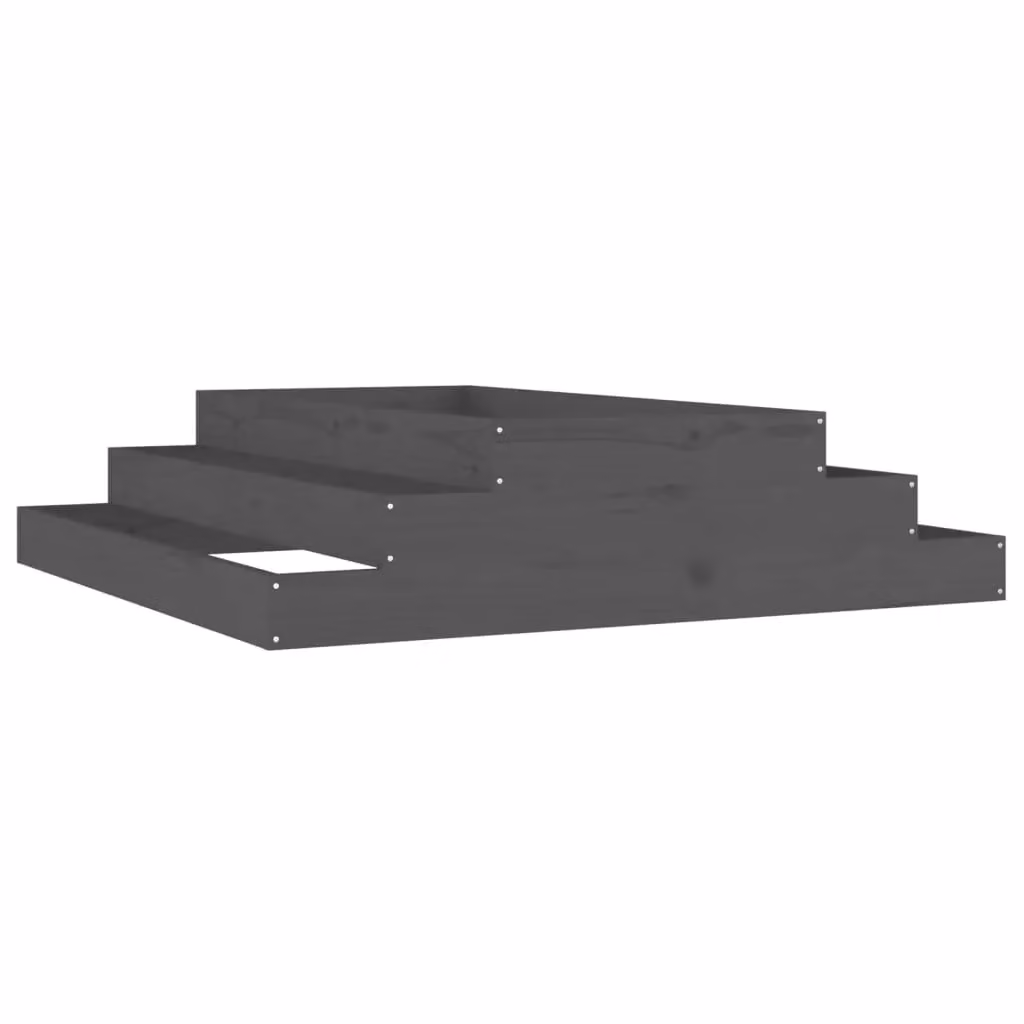Berkfield Home Grey Solid Wood Pine Planter W/D/H: 110 x 110 x 27 cm – 2