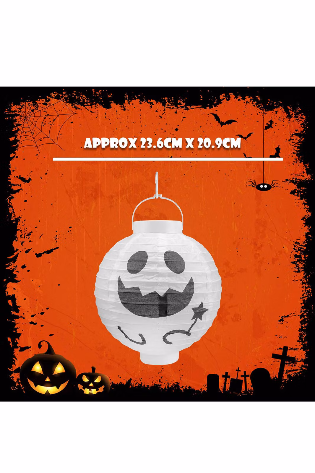 VFM e-Store Halloween Paper Lantern Pumpkin in White, 20cm – 2