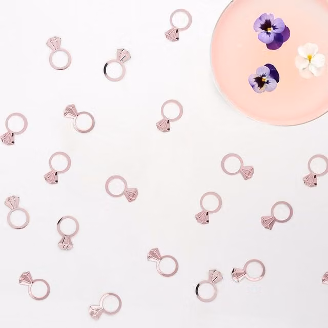 Club Green Rose Gold Metal Ring Table Scatter Confetti, 14g