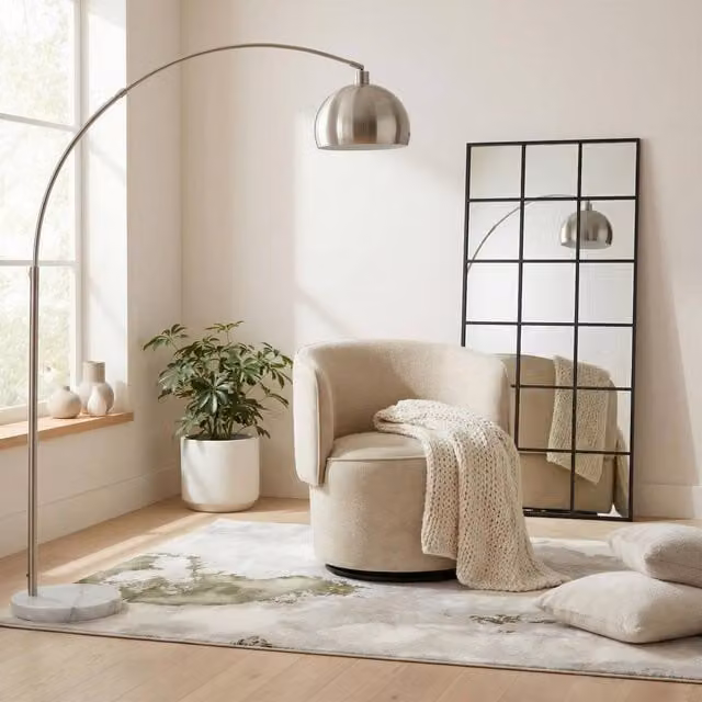 FurnitureboxUK Liode Beige Fabric Round Swivel Accent Chair