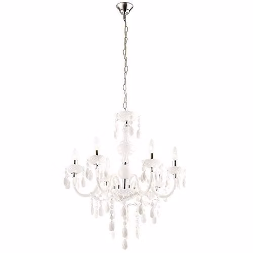 Globo Lighting Cuimbra I Acrylic Suspended Ceiling Light in White with 6 x E14 Sockets