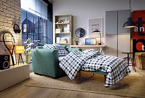 Abakus Direct Olly Single Sofa Bed in Green Velvet Fabric – 3