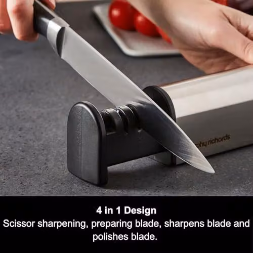Morphy Richards 4-Stage Retractable Knife and Scissor Sharpener in Stainless Steel, Silver – 2