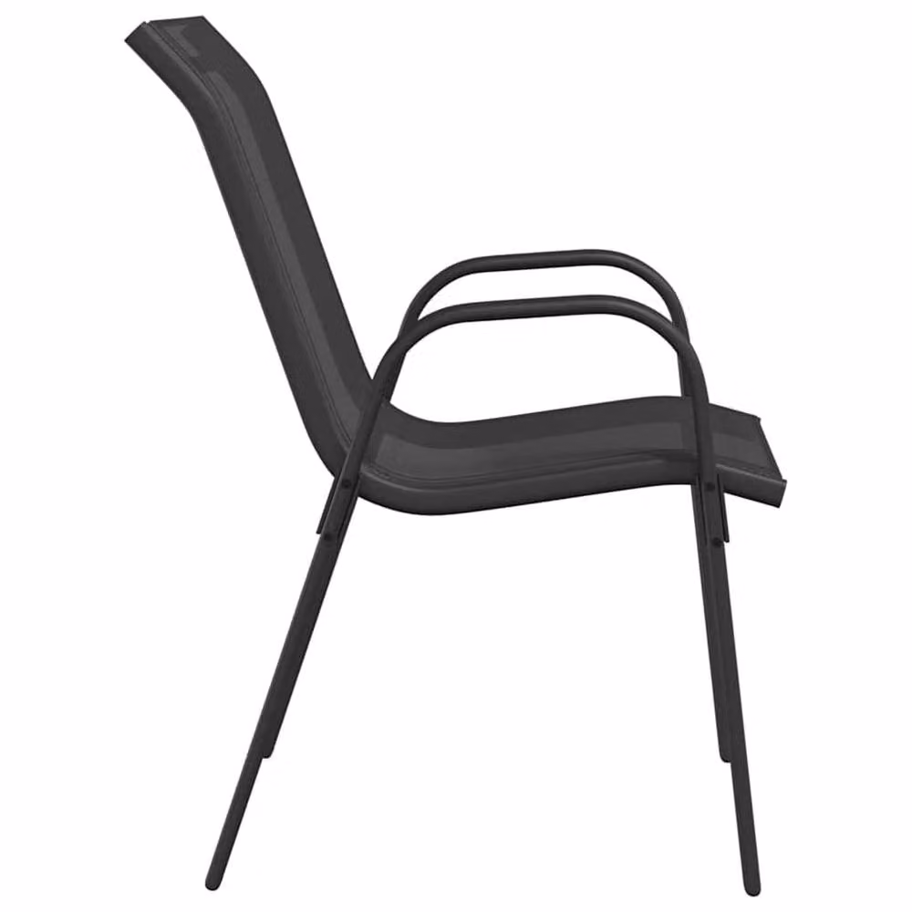 Berkfield Home Set of 6 Stackable Modern Garden Chairs in Black Textilene Fabric and Metal – 4