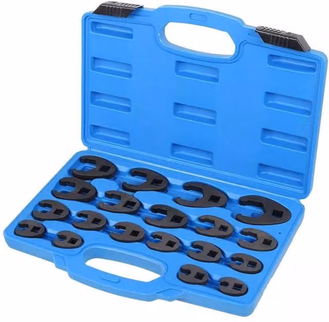 Kelvenix 19-Piece Metric Crowfoot Wrench Set, 8-32mm, Black Chrome Molybdenum Steel – 1