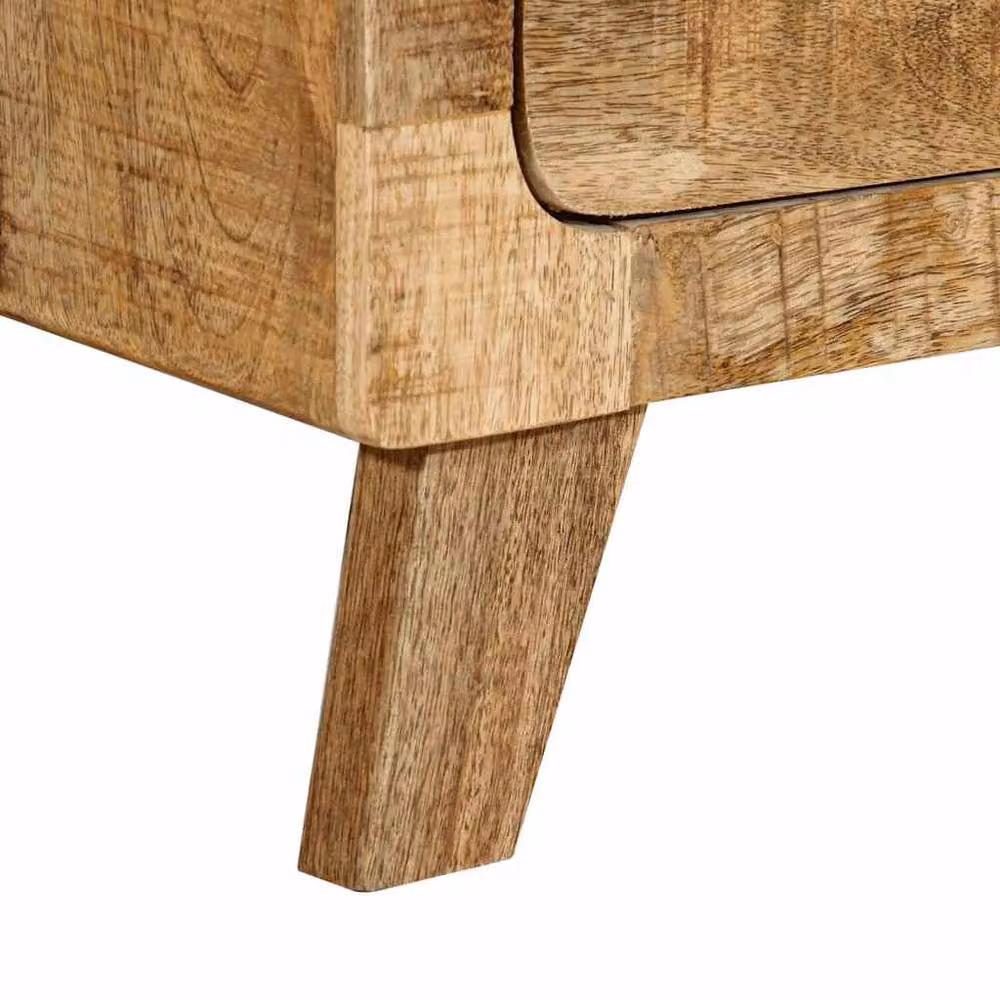 Berkfield Home Set of 2 Rustic Mango Wood Bedside Cabinets, Brown, W/D/H: 40 x 32 x 46 cm – 2