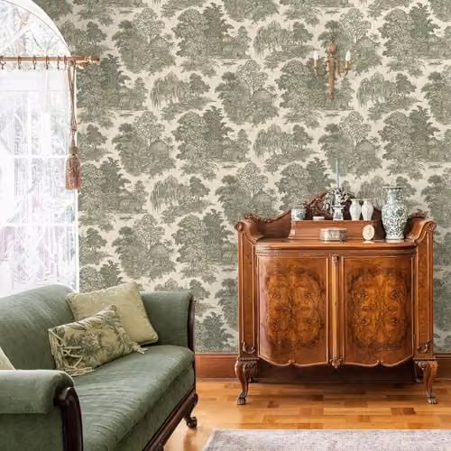 Holden Decor Osterley Vintage Inspired Toile Lush Botanical Wallpaper in Green – 2