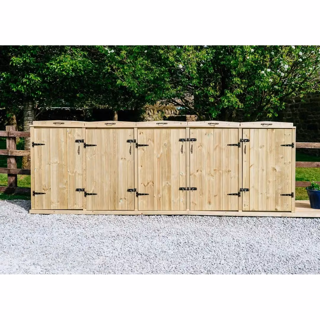 Buttercup Farm Chatburn Bin Store in Brown, Fits 2x 180L/240L Wheelie Bins & 6x Boxes, W/D/H: 148.0 x 80.4 x 120.0 cm – 2