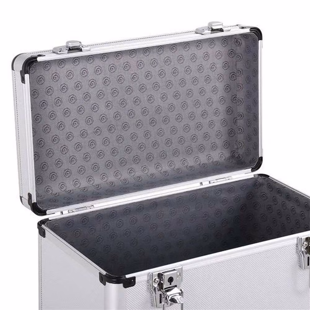 FLAVORA LP50 Silver Metal Records Storage Case for 12 inch Vinyl W/D/H: 33.5 x 18.5 x 33.0 cm – 2
